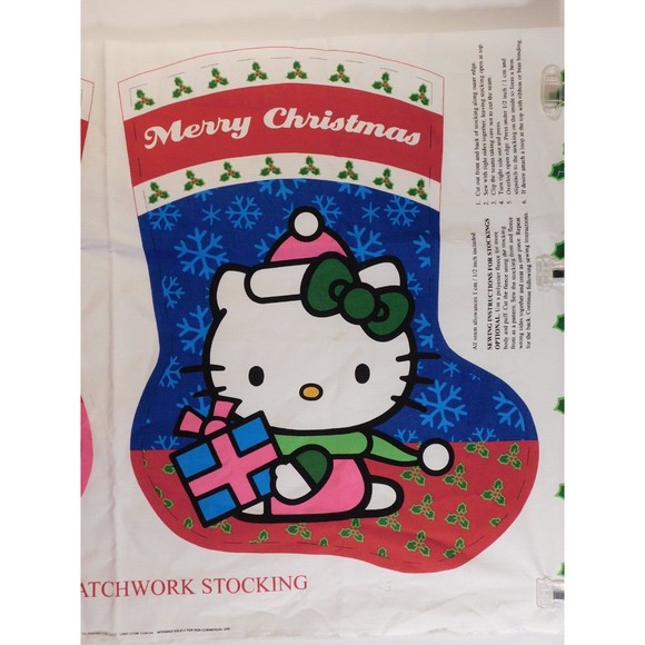 David Textiles Sanrio Hello Kitty Patchwork Holiday Stocking Material Panel - Picture 5 of 6